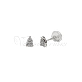 עגילי זהב לבן זרקון אובלי קטן